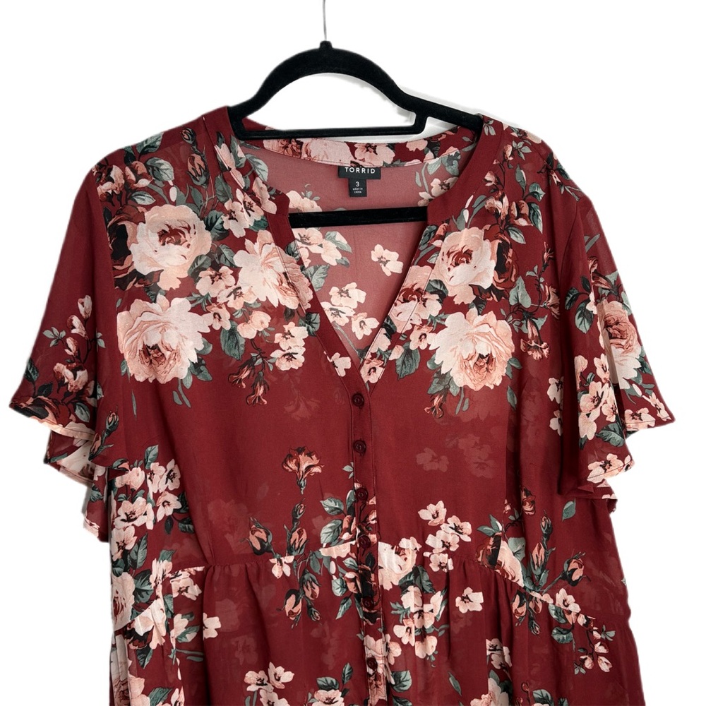 Torrid Lexie Floral Babydoll Tunic size 3 - Picture 2 of 12